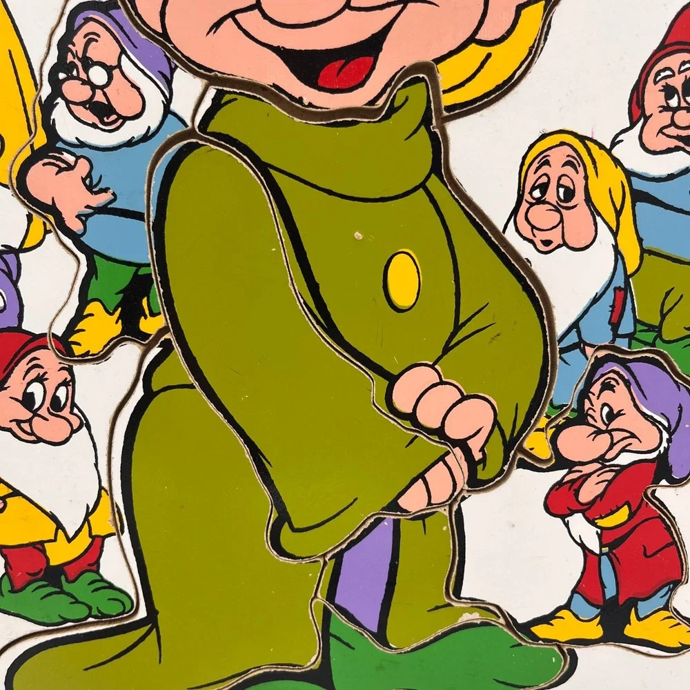 Vintage Playskool Disney Snow White Seven Dwarfs Dopey Wood Tray Puzzle 190-01